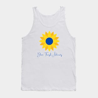 Bloom Through Adversity - Blue/Yellow Sunflower Tank Top